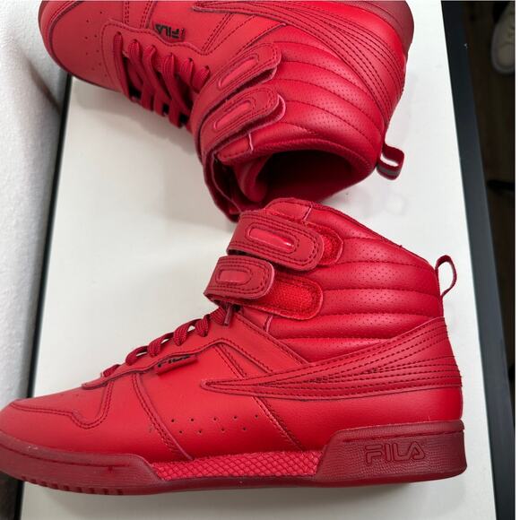 Fila Red Monochromatic F-14 High Top Casual Sneaker Shoe 8 - Picture 11 of 14